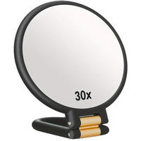 KOSMETIKSPIEGEL – schwarz – 30-fache Vergrößerung – 14 cm Durchmesser - Schwarz, Kunststoff (16.5/4/16cm)