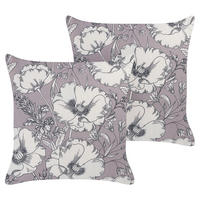 DEKOKISSEN 2er-Set Cremeweiß 45/45 cm Sophora - Ecru/Grau, Textil (45/45cm) - Beliani