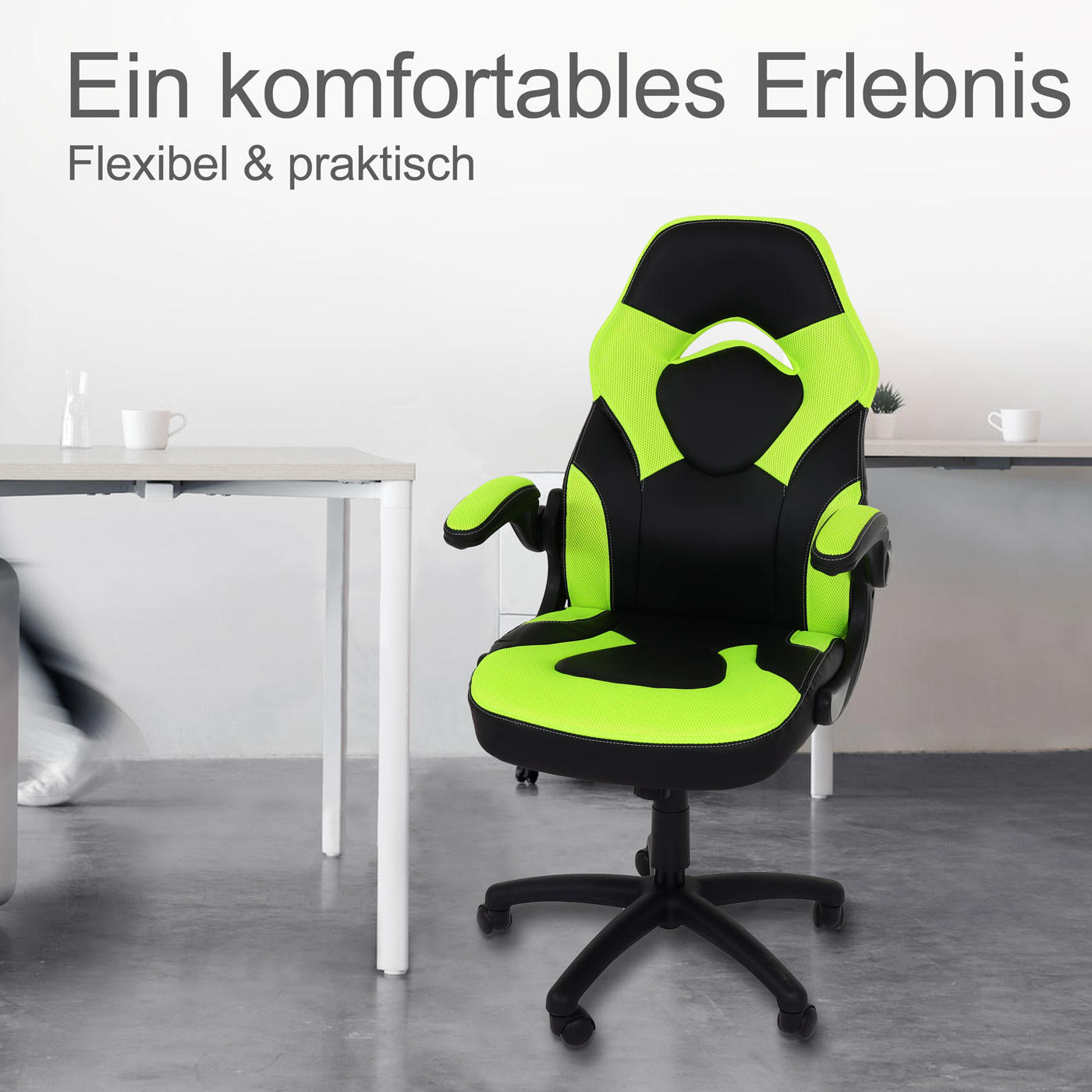 BÜROSTUHL Schwarz, Grün - Schwarz/Grün, Textil (62/116/57cm) - MCW