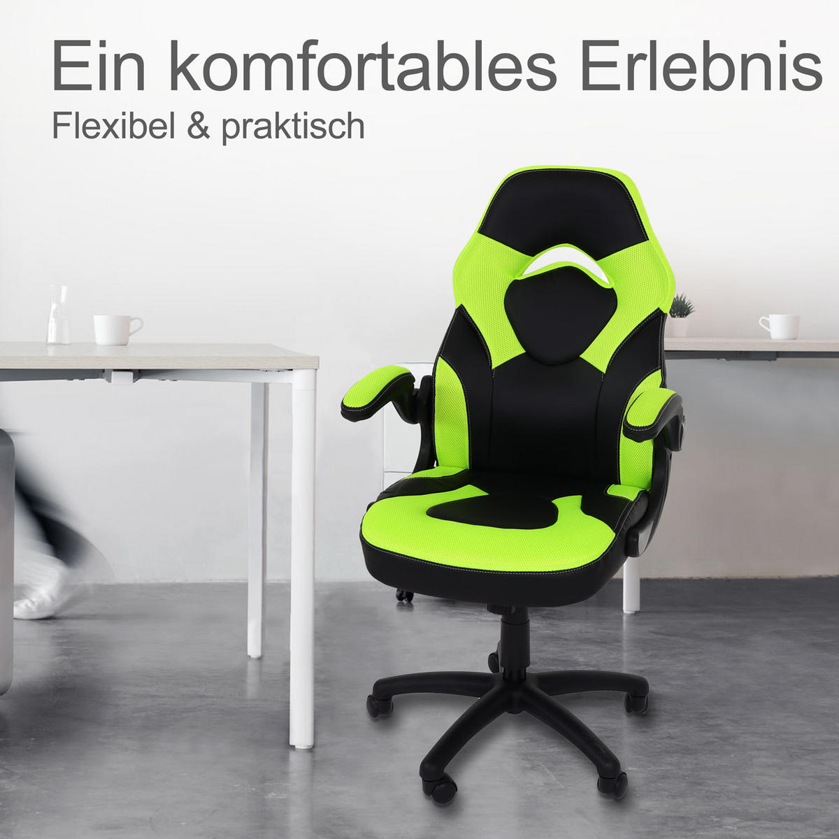 BÜROSTUHL Schwarz, Grün - Schwarz/Grün, Textil (62/116/57cm) - MCW