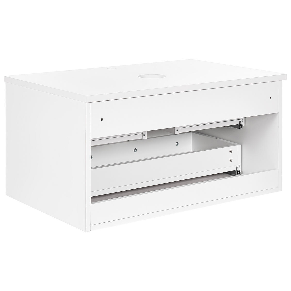 WANDMONTIERTER Waschtischunterschrank 80 cm Weiß Alzira - Weiß, Holzwerkstoff (80/40/52cm) - Beliani