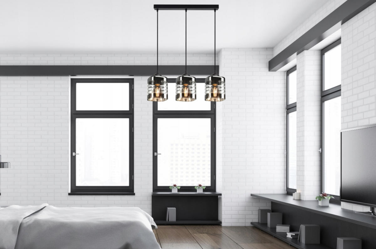 PENDELLEUCHTE TRAGLAS - Transparent/Schwarz, Glas/Metall (10/55/80cm) - kiki design
