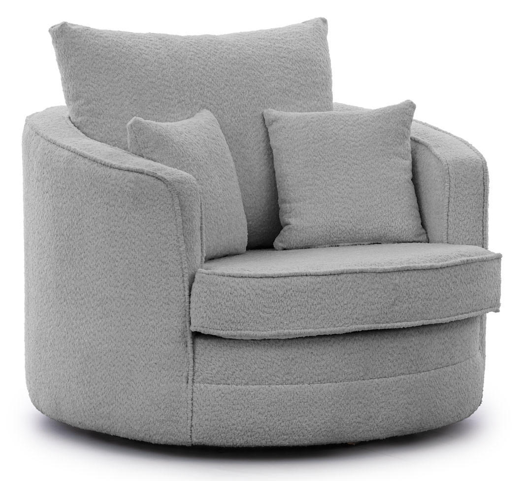 DREHSESSEL Ted aus Grau Boucle-Stoff - Schwarz/Grau, Holz/Textil (107/94/100cm) - S-Style Möbel