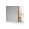 SPIEGELSCHRANK Ronco Weiß Hochglanz 80 x 75 cm - Weiß Hochglanz/Eiche Wotan, Holzwerkstoff (80/75/17.2cm) - Livinity®