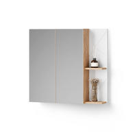 SPIEGELSCHRANK Ronco Weiß Hochglanz 80 x 75 cm - Weiß Hochglanz/Eiche Wotan, Holzwerkstoff (80/75/17.2cm) - Livinity®