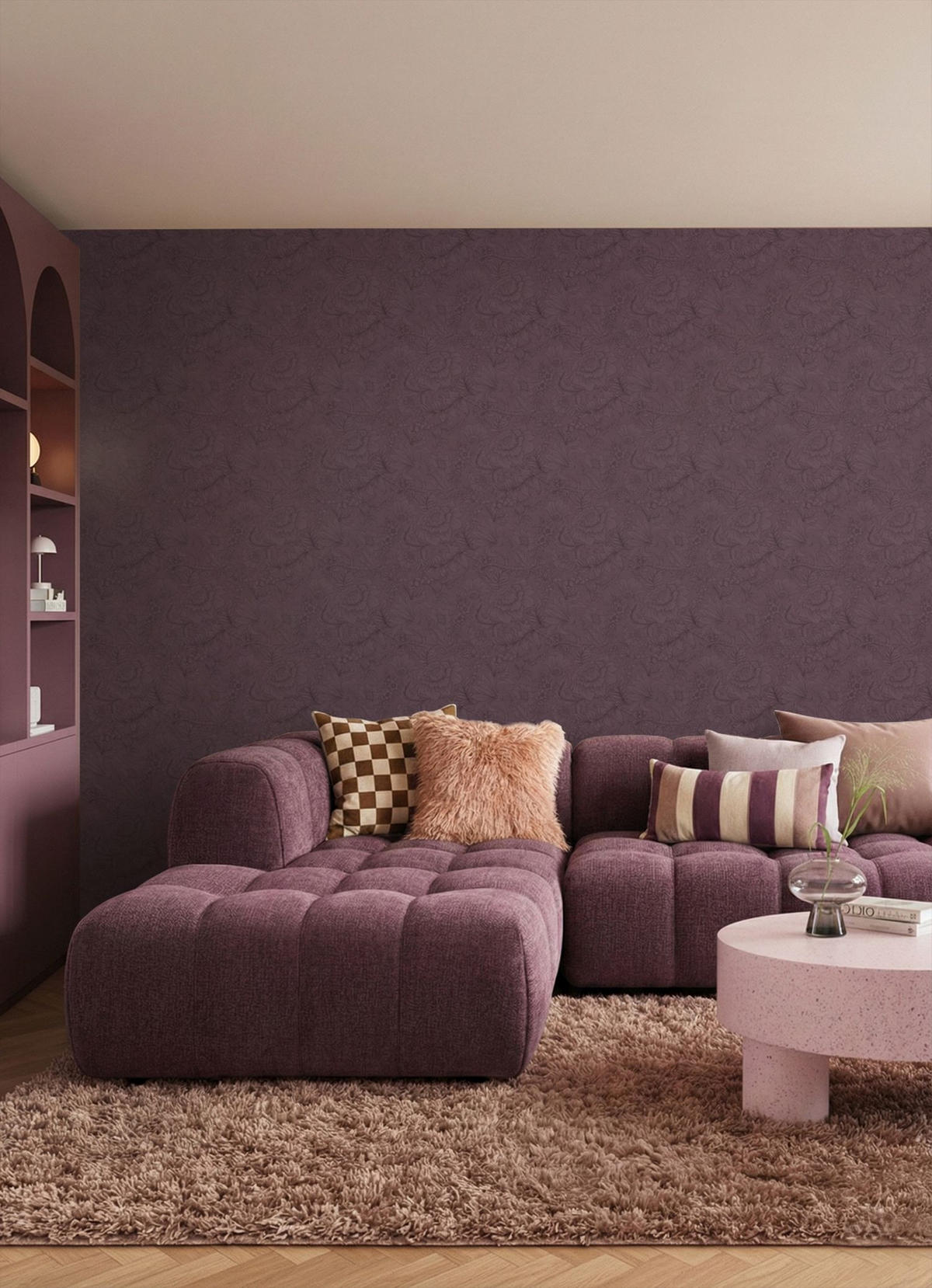 TAPETE Blumenmuster 50 x 900 cm - Lila, Papier (50/900cm) - ESTAhome