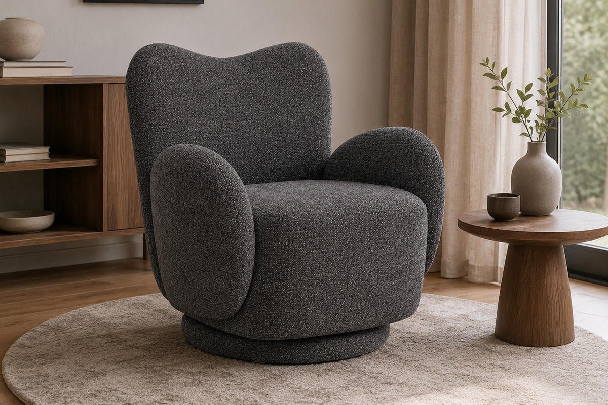 DREHSESSEL Verona, Webstoff, Dunkelgrau - Dunkelgrau, Textil (76/80/78cm) - dasmöbelwerk