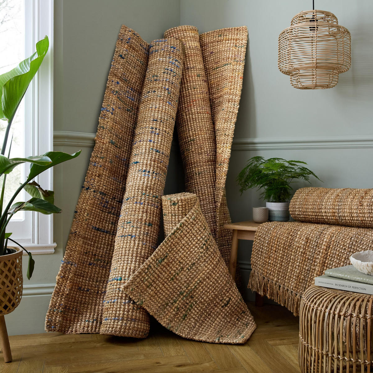 JUTETEPPICH Jute Naturbelassen, Wohnzimmer Natur-Multicolor Rechteckig 120x170 - Beige, Textil (120/170cm) - KADIMA DESIGN