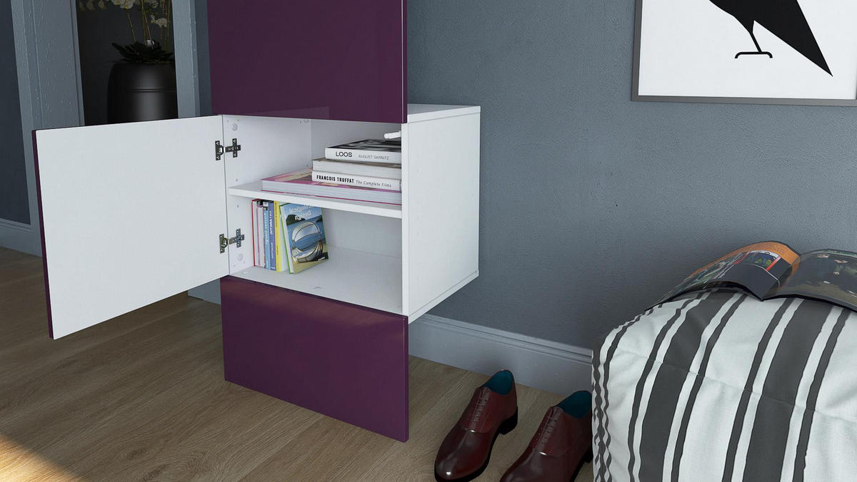 GARDEROBE Hollywood Beton Oxid Optik - Hellgrau, Holzwerkstoff (123/193/35cm) - Vladon