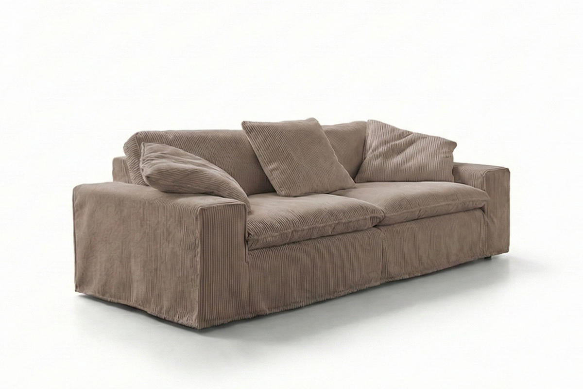 SOFA NETTA Taupe Cord - Taupe/Braun, Birkenholz/Textil (226/90/116cm) - KAWOLA