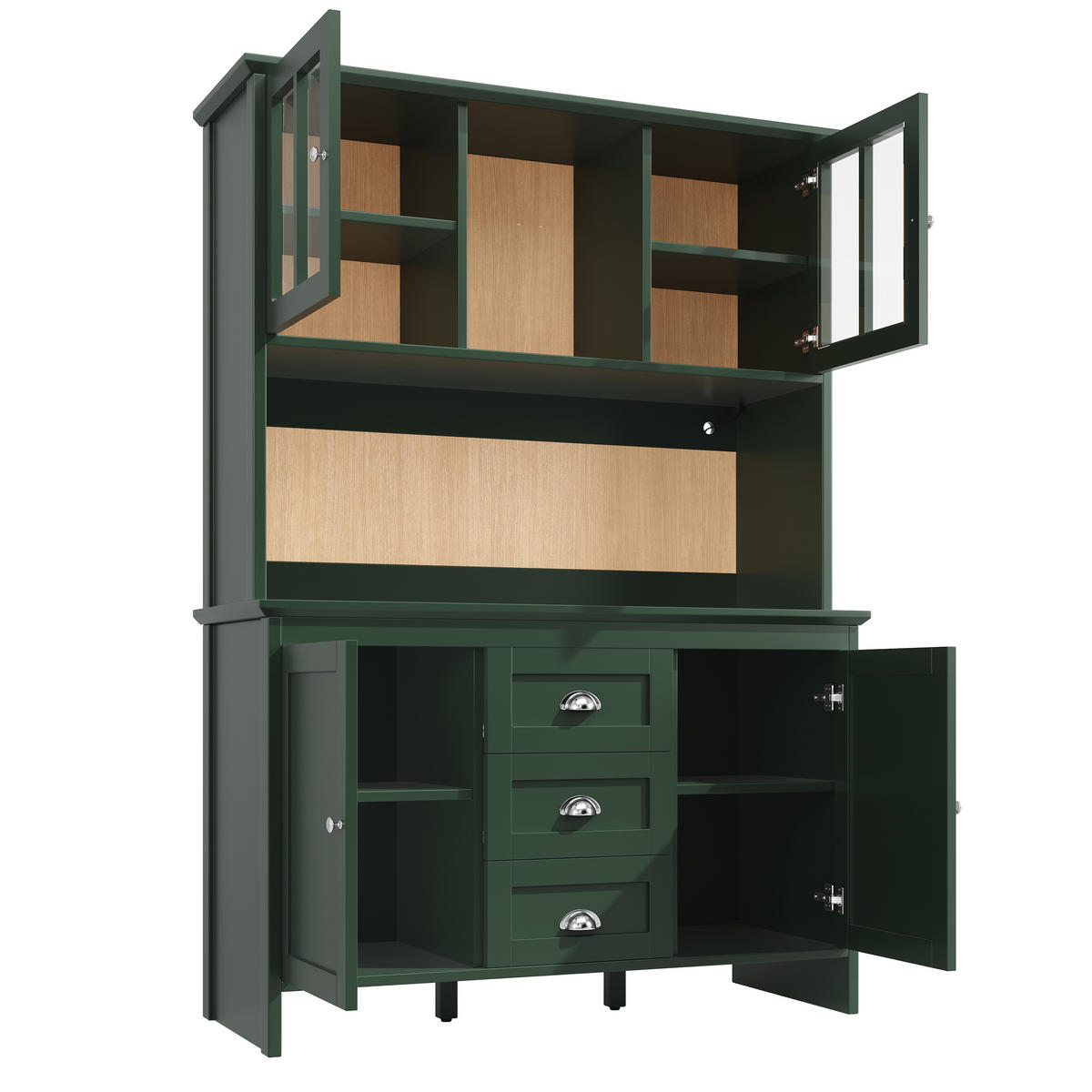 BUFFET 120/40/179 cm grün aus MDF mit LED-Beleuchtung - Grün, Holzwerkstoff (120/179/40cm) - OKWISH