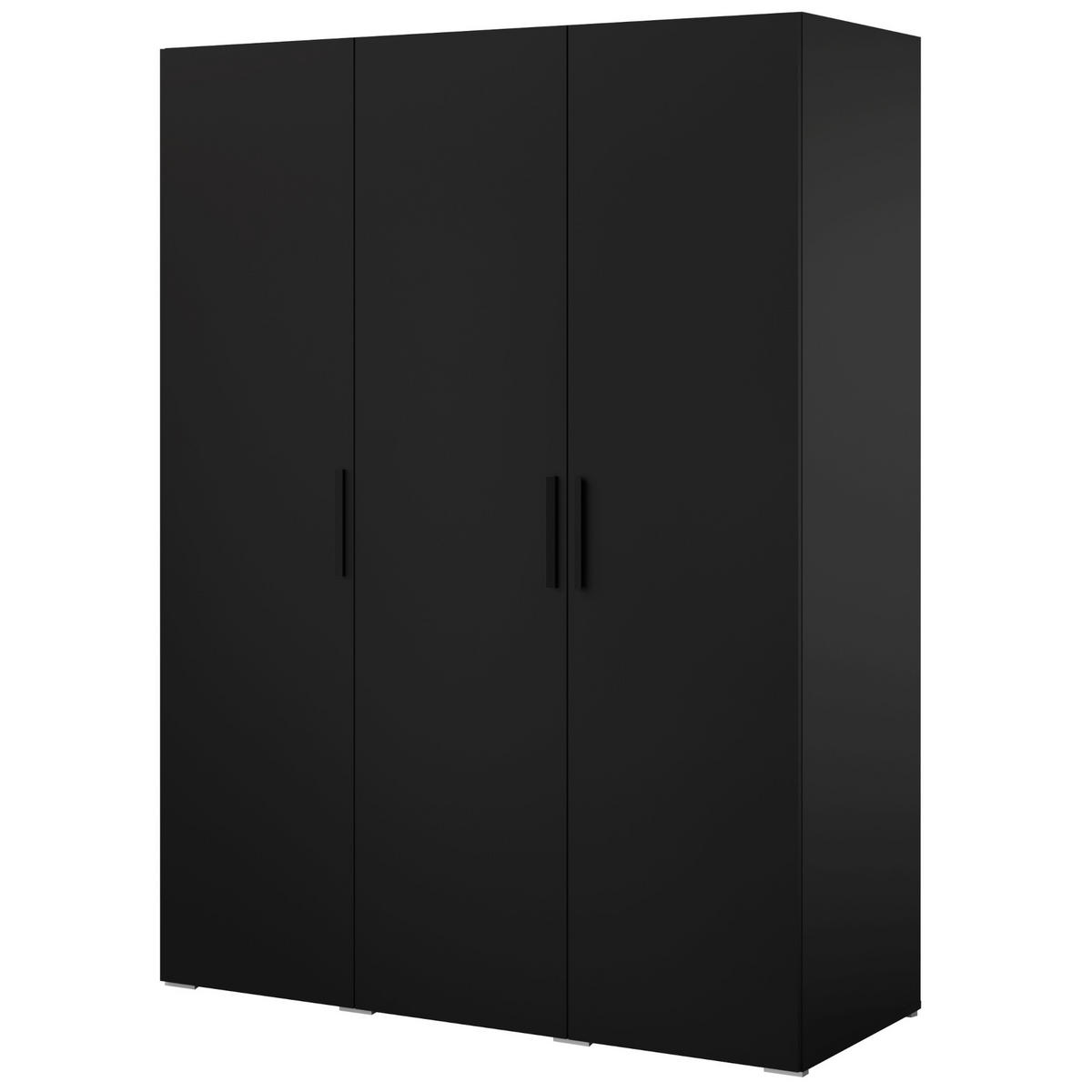 DREHTÜRENSCHRANK Napoli 3D 150 Schwarz (schwarzer oder goldener Griff) - Silberfarben/Schwarz, Holzwerkstoff/Kunststoff (150/35/60cm) - mzm24