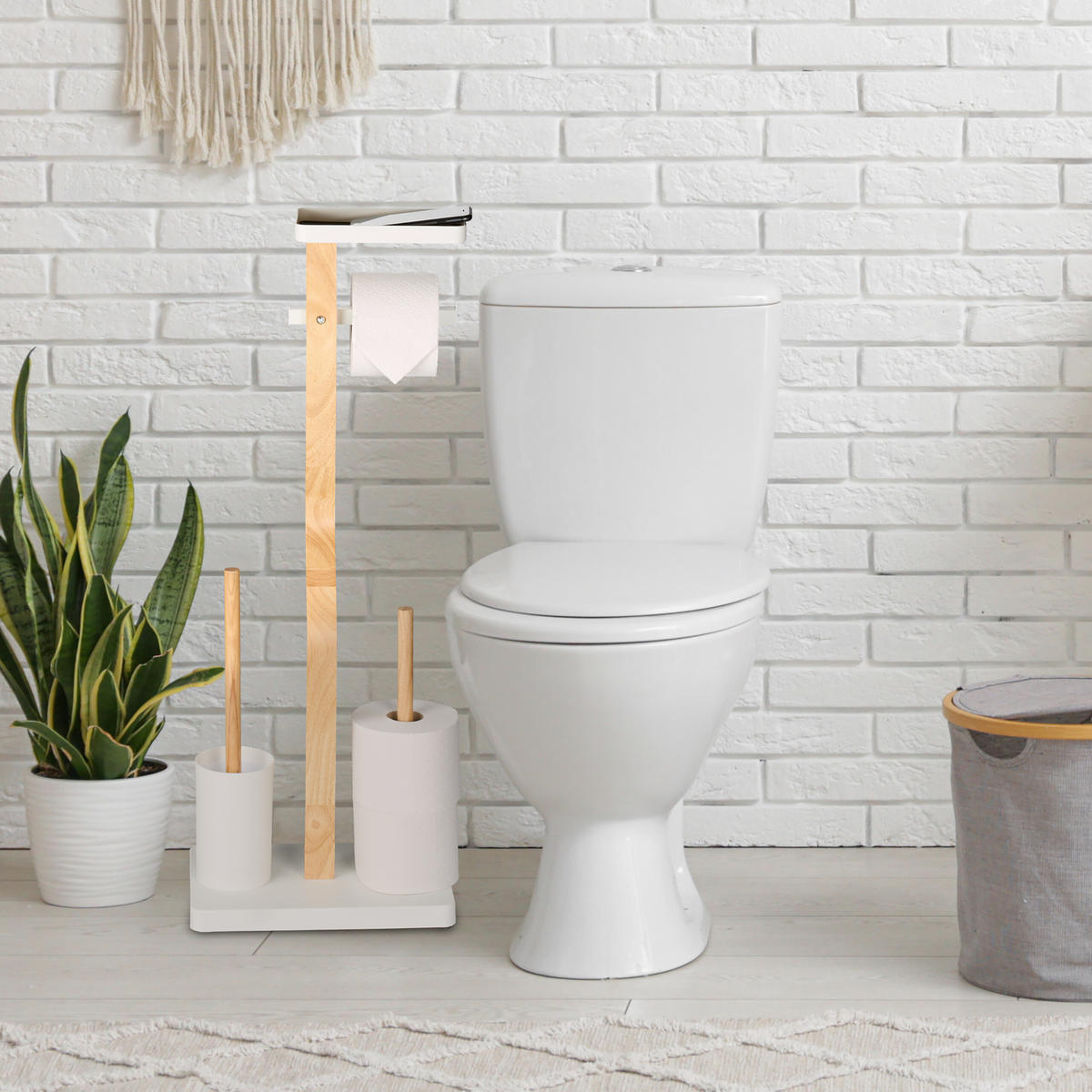 WC-GARNITUR - Weiß, Holz/Kunststoff (30/80/20cm) - Relaxdays