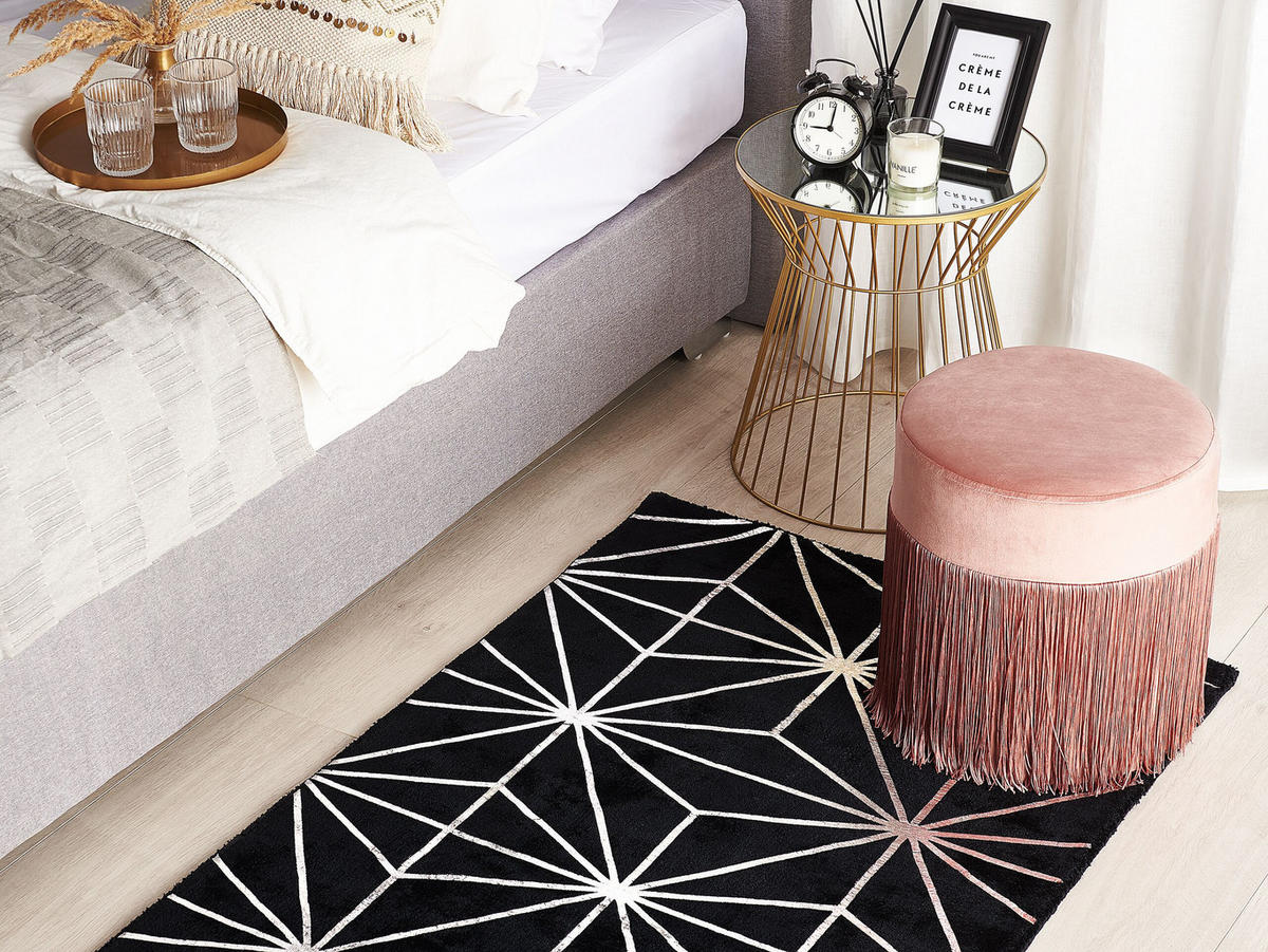 KURZFLOR-TEPPICH Sibel 150/80 cm - Schwarz, Naturmaterialen (80/150cm) - Beliani