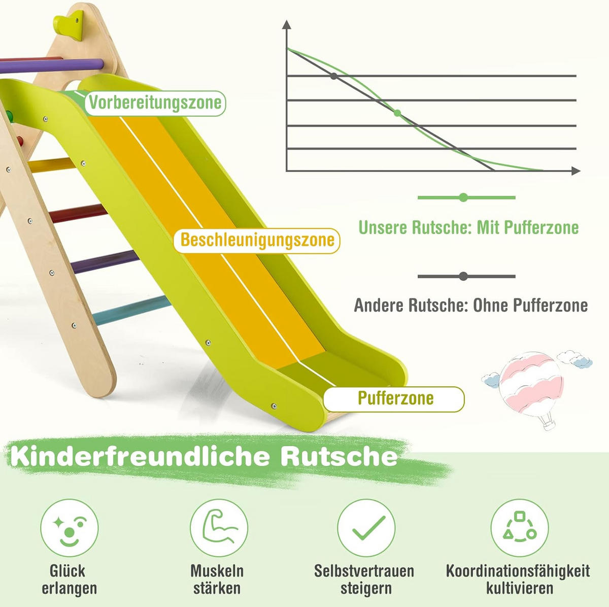 KLETTERGERÜST Kletterdreieck Multicolor - Multicolor, Holz (87/74/48cm) - COSTWAY