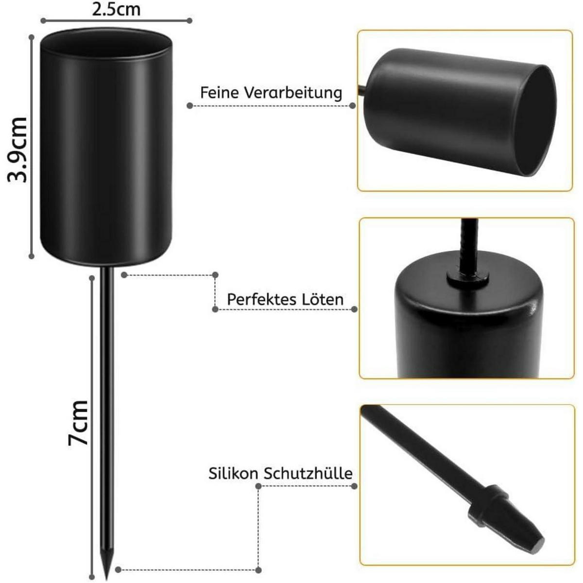 KERZENHALTER 8-teiliges Set Metall 11 cm - Schwarz, Metall (2.5/2.5/10.9cm)
