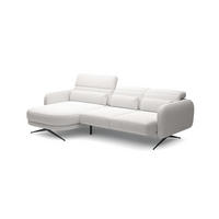ECKSOFA BARILLO - Verstellbarer Rückenlehne, Stahlfüße, Elegante Armlehnen, Drei Rückenkissen, Freistehend, 261x170x97 cm Linke, Esche - Silberfarben, Holz/Textil (170/261cm) - DomoHome