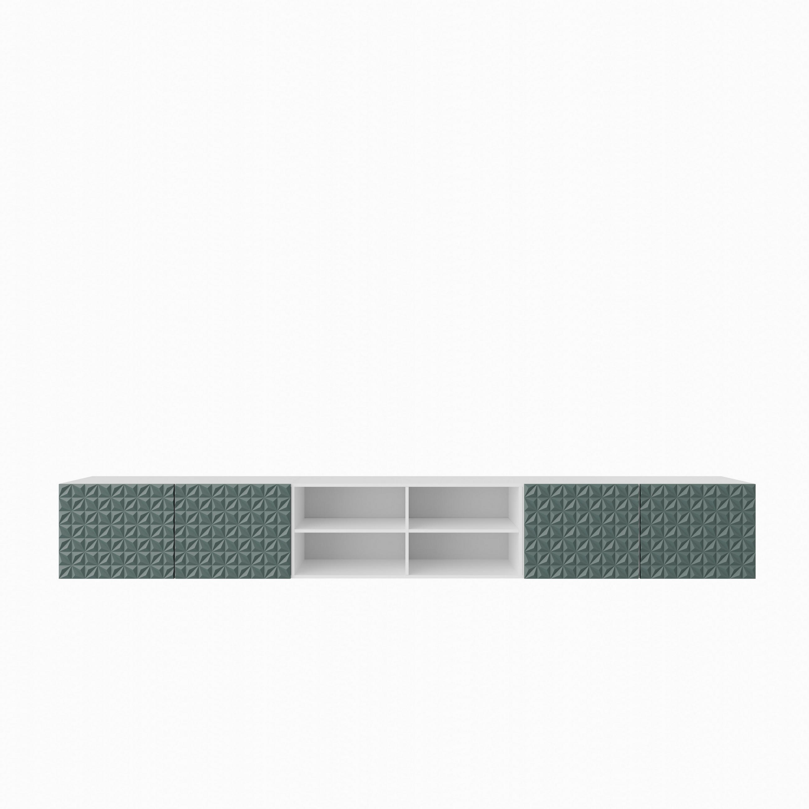 LOWBOARD ROVA 300/41/40 cm, Hängender TV-Schrank Weiß / Grün - Weiß/Grün, Holzwerkstoff (300/41/40cm) - MASSENO