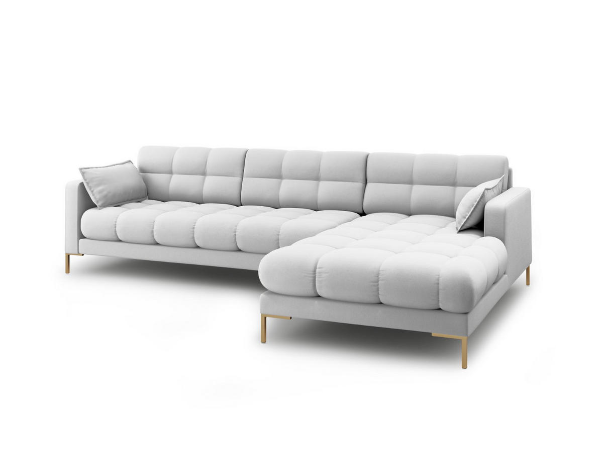 ECKSOFA rechts Mamaia aus strukturiertem Stoff hellgrau 5 Sitzplätze - Hellgrau, Textil (185/293cm) - Micadoni