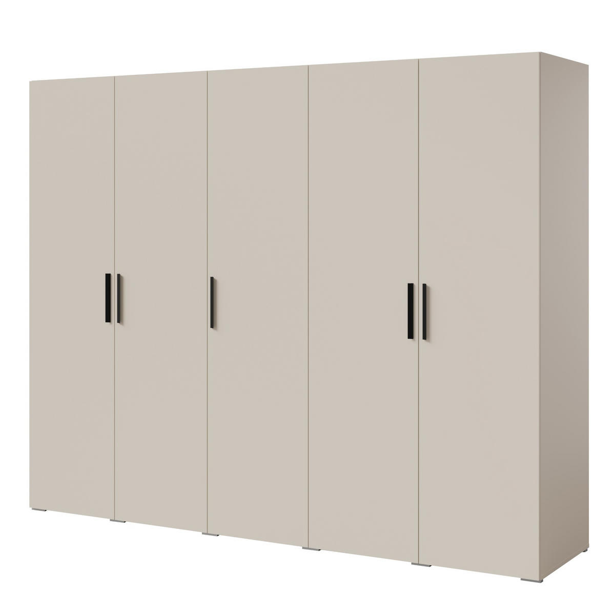 DREHTÜRENSCHRANK Napoli 5D 250 Kaschmir (schwarzer oder goldener Griff) - Kaschmir/Silberfarben, Holzwerkstoff/Kunststoff (250/35/60cm) - mzm24