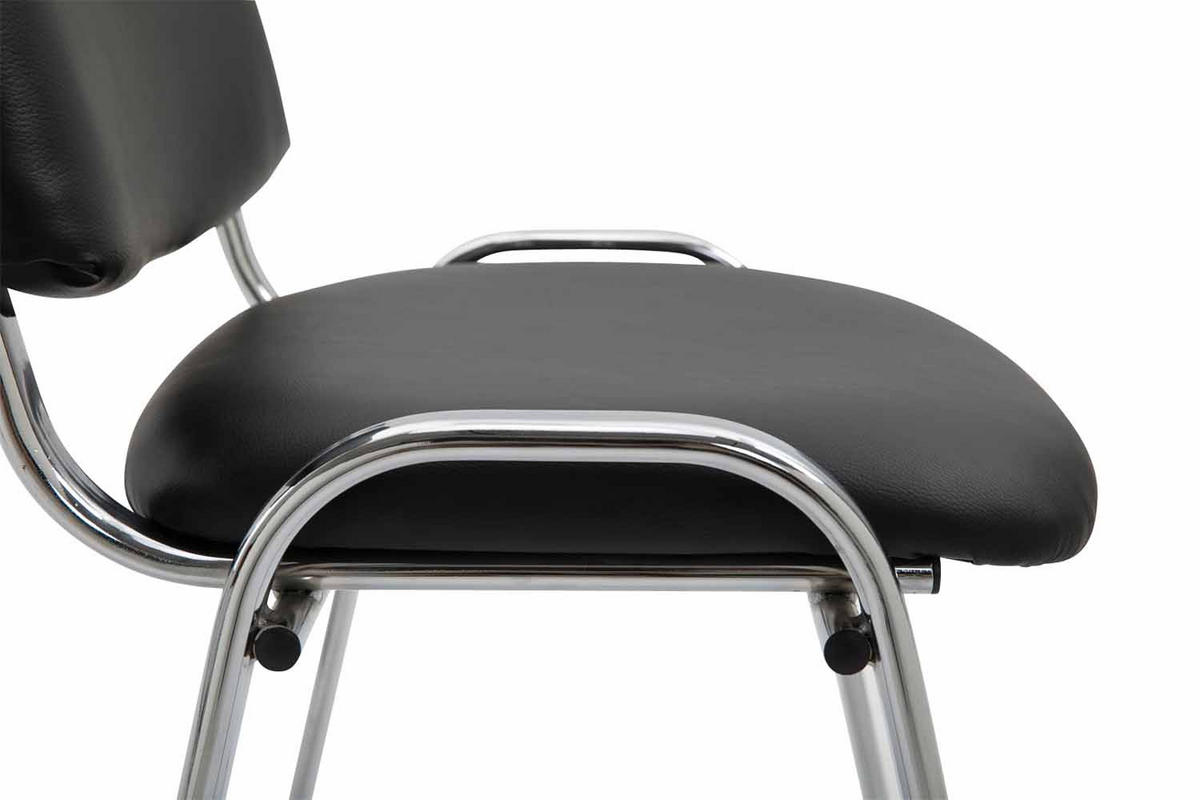 BESUCHERSTUHL Lederlook schwarz - Chromfarben/Schwarz, Textil/Metall (54/79/48cm) - CLP