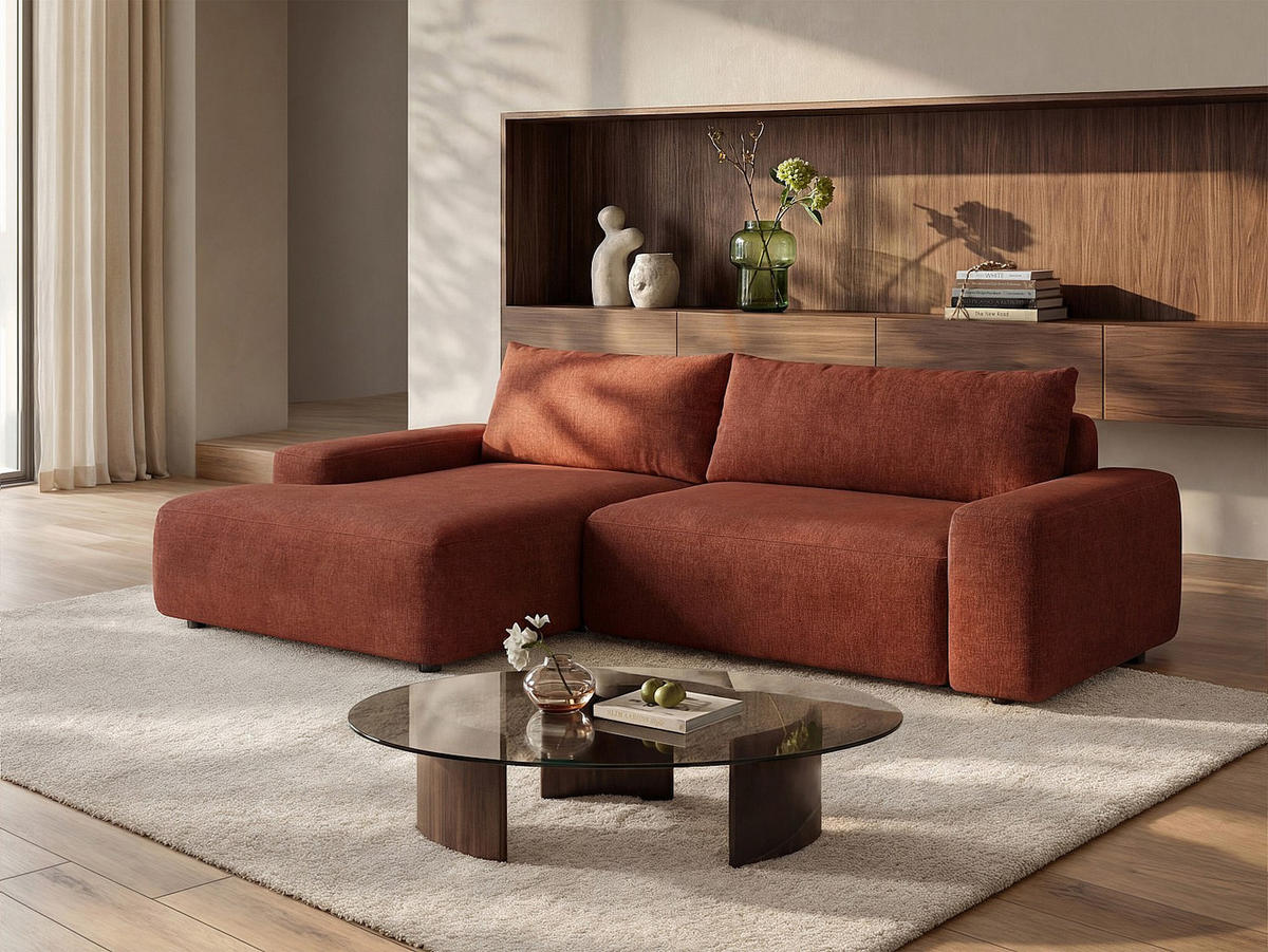 SCHLAFSOFA - 4 Personen - stoff - terracotta Daviso - Terracotta, Textil (264/87/162cm) - Vente-Unique