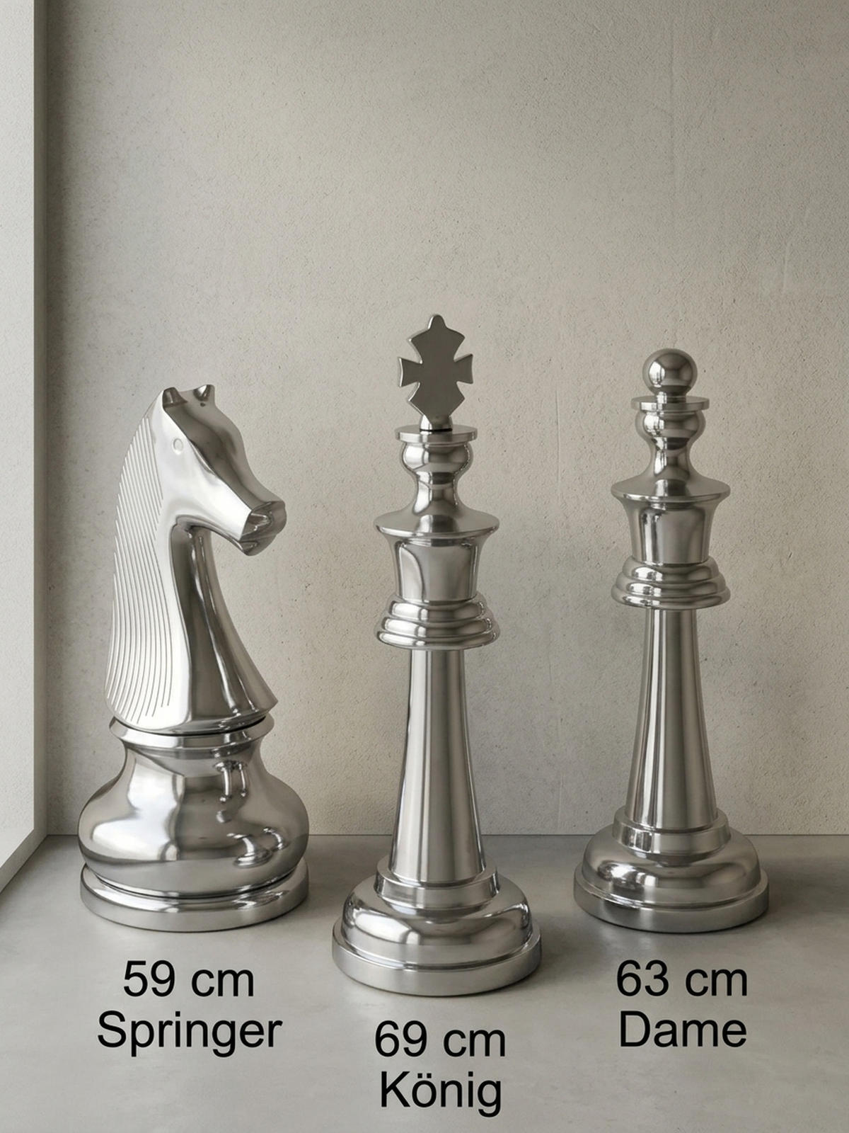 DEKOFIGUR Schachfigur Aluminium poliert 70 cm Silber - Silberfarben, Metall (22/70/22cm) - KADIMA DESIGN