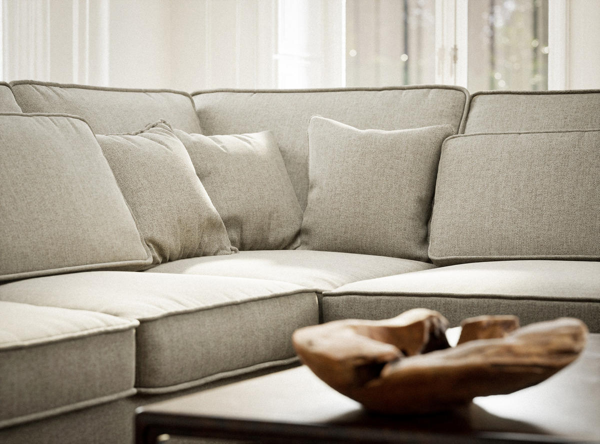 ECKSOFA Kirou Beige Webstoff - Rechts Seite - Beige/Schwarz, Holz/Holzwerkstoff (225/311cm) - Maison de Reve