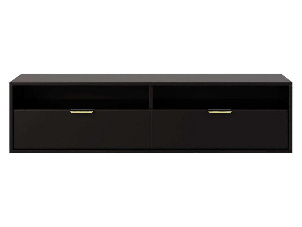 TV-LOWBOARD Queen 140 - Goldfarben/Schwarz, Holzwerkstoff/Metall (140/35/33cm) - MIRJAN24