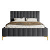 POLSTERBETT Szejlo Dunkelgrau Chenille 180 cm - Dunkelgrau/Goldfarben, Textil/Metall (180/200cm) - Selsey