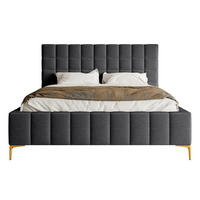 POLSTERBETT Szejlo Dunkelgrau Chenille 180 cm - Dunkelgrau/Goldfarben, Textil/Metall (180/200cm) - Selsey