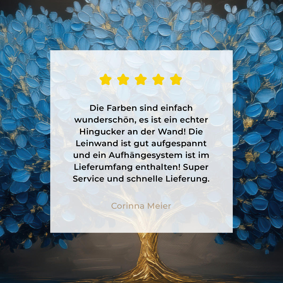 LEINWANDBILD Baum - Blau - Blätter - Pinselstriche Wohnzimmer Groß 120x80 cm - Blau, Textil (120/80cm) - MuchoWow