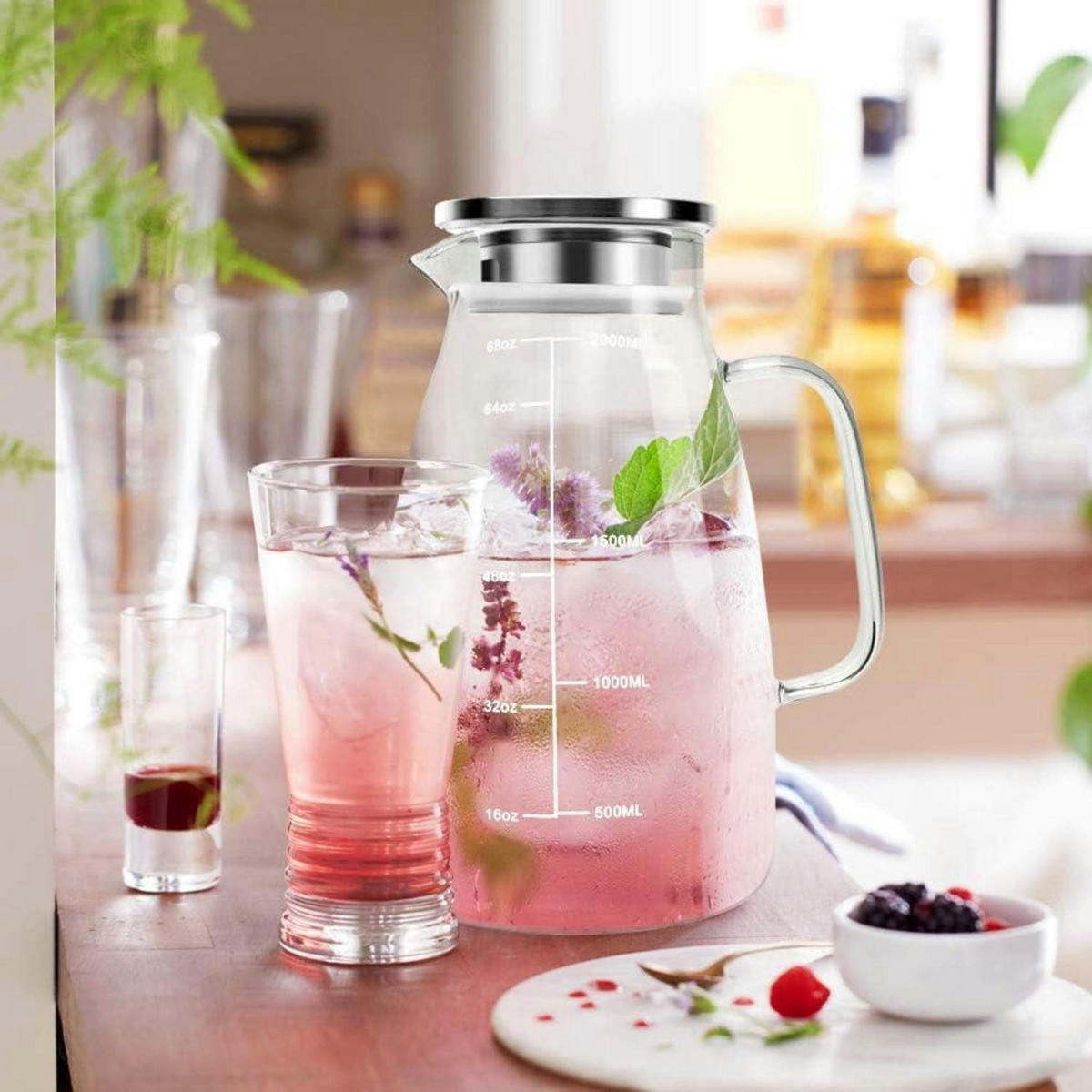 GLASKARAFFE 2 Liter mit Deckel - Transparent, Glas (1/13.6cm)