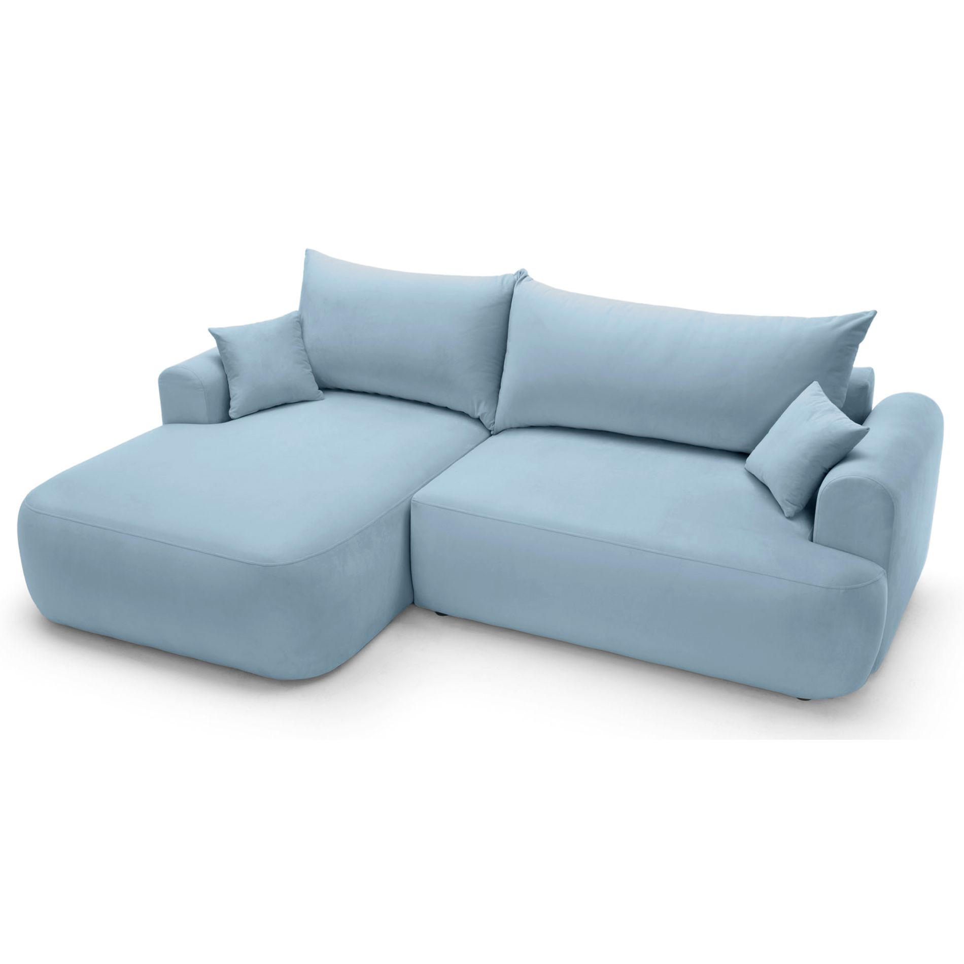 ECKSOFA Ovo Hellblau mit wasserabweisendem Samtbezug - Schwarz/Hellblau, Kunststoff/Textil (260/165cm) - Selsey