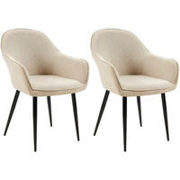 WOHNZIMMERSTUHL 2er Set Stoff taupe - Taupe/Schwarz, Textil/Metall (60/84/60cm) - CLP