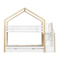 HAUSBETT 90/200 cm + 90/190 cm Natur, Weiß - Ahornfarben/Weiß, Holz/Holzwerkstoff - Raumix