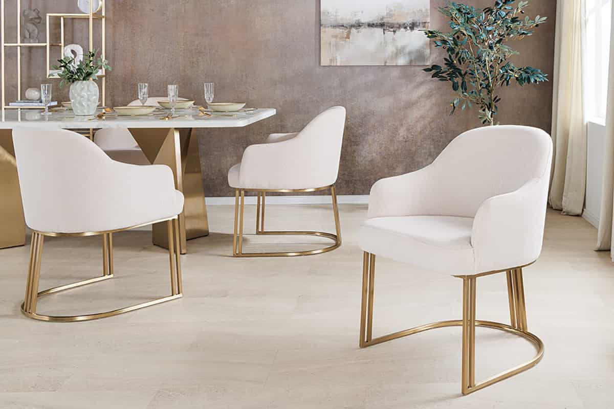 STUHL EXTRAVAGANCIA Massivholz Beige 80 cm - Beige/Goldfarben, Textil/Metall (60/81/63cm) - riess-ambiente