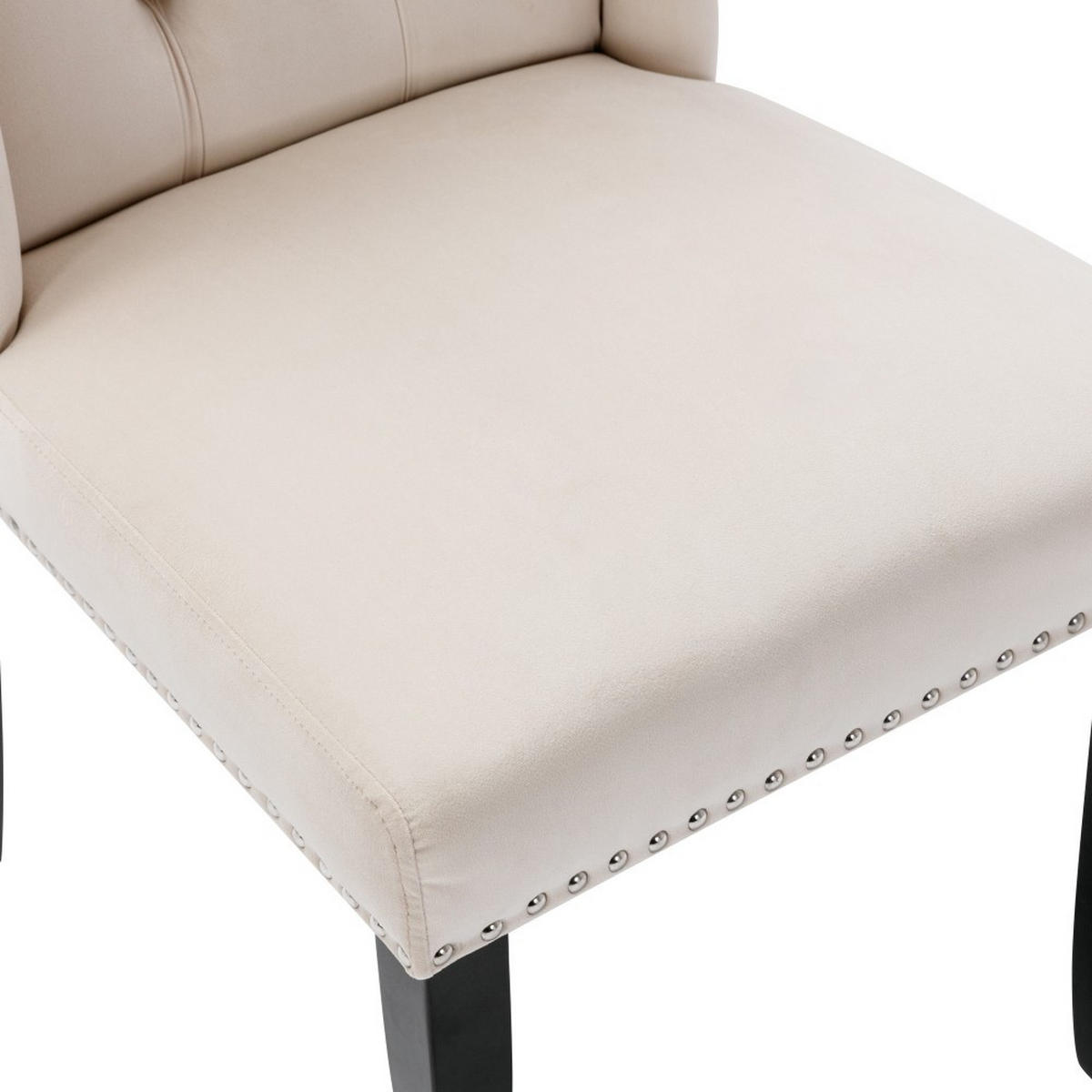 STUHL-SET 2 Stück in Beige Samt - Beige, Textil (45/100/61cm) - KOMHTOM