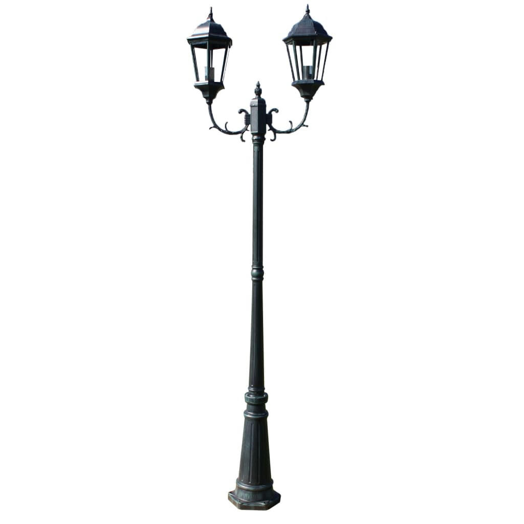 GARTENLATERNE 2-Flammig 230 Cm Dunkelgrün/Schwarz Aluminium - Dunkelgrün, Metall (67/26/230cm) - vidaXL