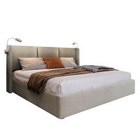 BETT mit Bettkasten 140x200 cm Leinen Beige mit Leselicht und USB - Beige, Metall (140/200cm) - Meubliv