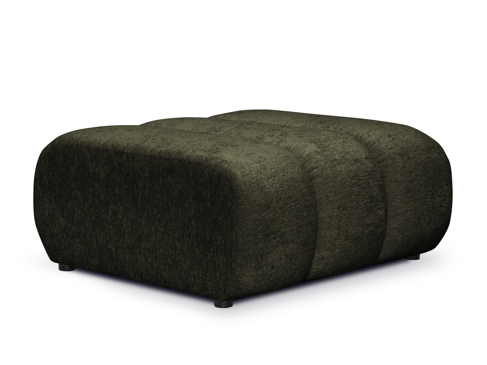 POUF Chenille Stoff Grün - Schwarz/Olivgrün, Holzwerkstoff/Kunststoff (94/40/89cm) - Makamii