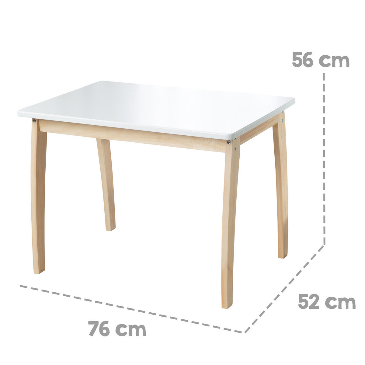 KINDERTISCH - Naturfarben/Weiß, Holzwerkstoff (76/56/52cm) - Roba