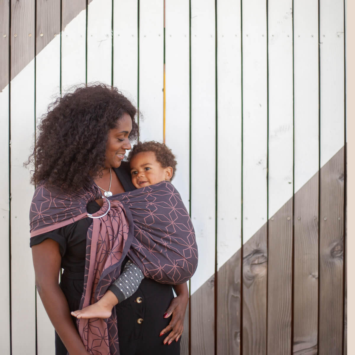 BABYTRAGETUCH Ring-Sling kbA - Rosa/Grau, Textil (70/0.1/200cm) - Hoppediz