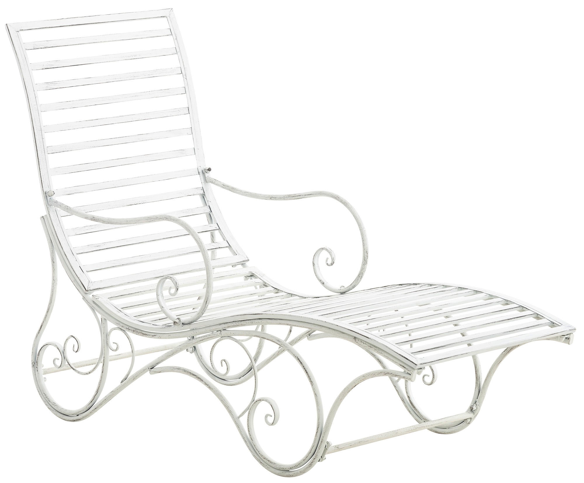 GARTENLIEGE Senta Antik 58x140x101cm Metall Antik-Weiß Sonnenliege - Weiß, Metall (58/101/140cm) - DELUKE