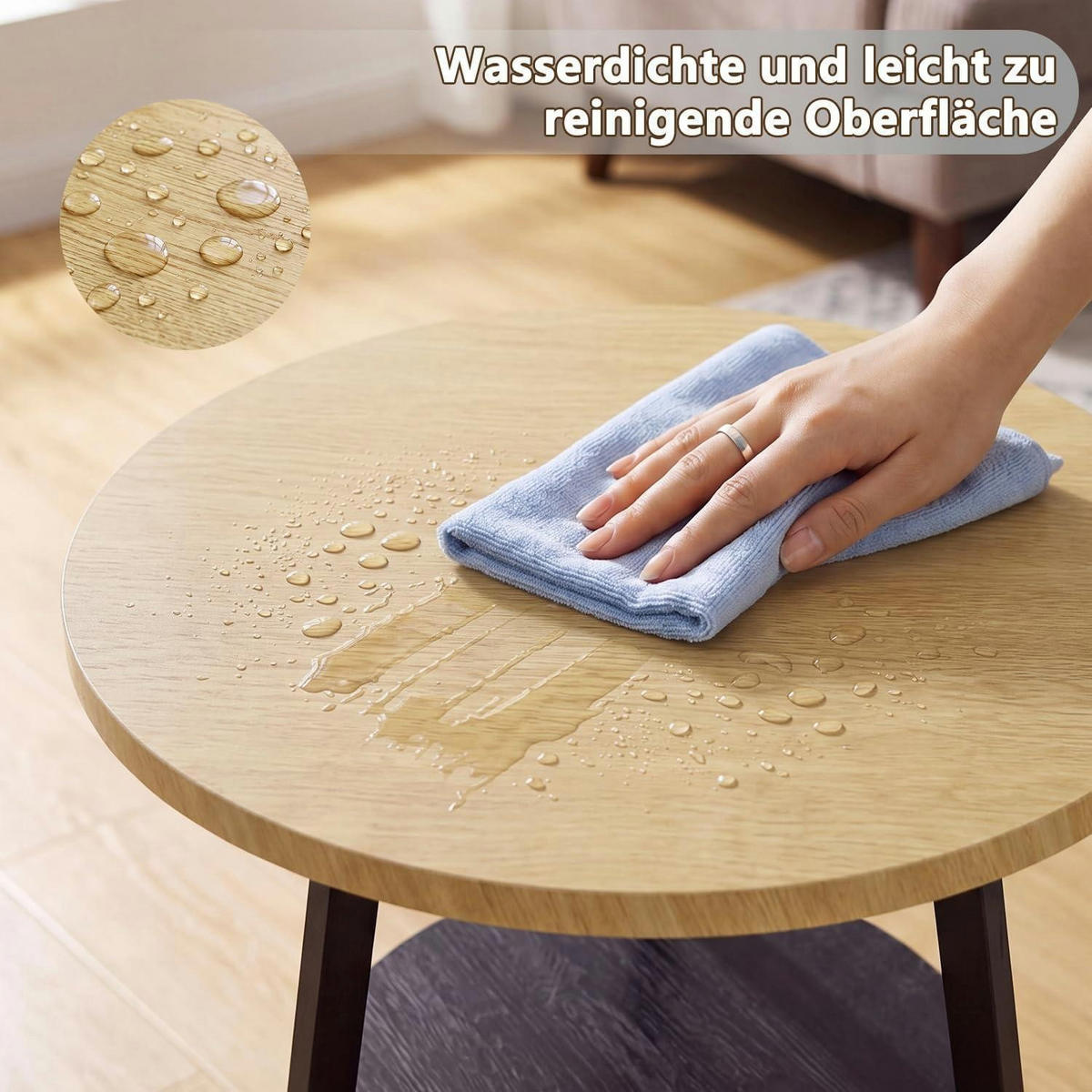 BEISTELLTISCH Rund Eiche 2 Etagen 55 cm - Braun, Holzwerkstoff (39.4/55/39.4cm)