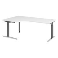 SCHREIBTISCH Serie-XB 120/200/74 cm in Weiß/Graphitfarben/Alu poliert - Silberfarben/Graphitfarben, Holzwerkstoff (120/200/74cm) - bümö