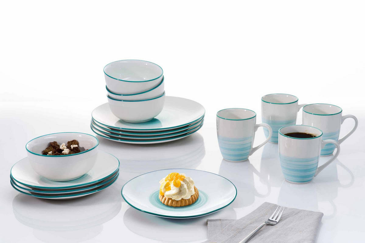 KOMBI SET Luna Türkis 16er Set - Türkis, Keramik (1/1/1cm) - Ritzenhoff Breker