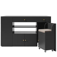 KÜCHENINSEL Schwarz 140/70/89 cm 3-teilig - Schwarz, Holzwerkstoff (140/89/40cm) - PANGIVO
