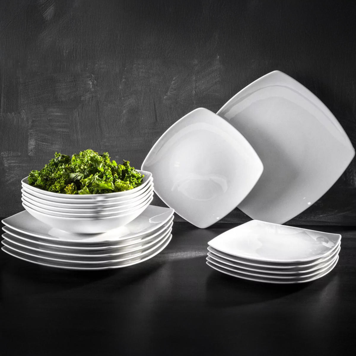 TAFELSERVICE CARLINA 12-Personen 36-tlg - Weiß, Keramik (25.5/2/25.5cm) - KONSIMO®