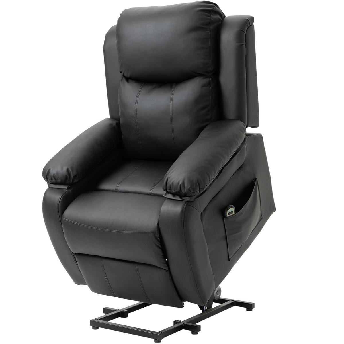 RELAXSESSEL DE-15442 elektrisch verstellbar mit Aufstehhilfe Schwarz - Schwarz, Leder (76/105/90cm) - ComfortXL
